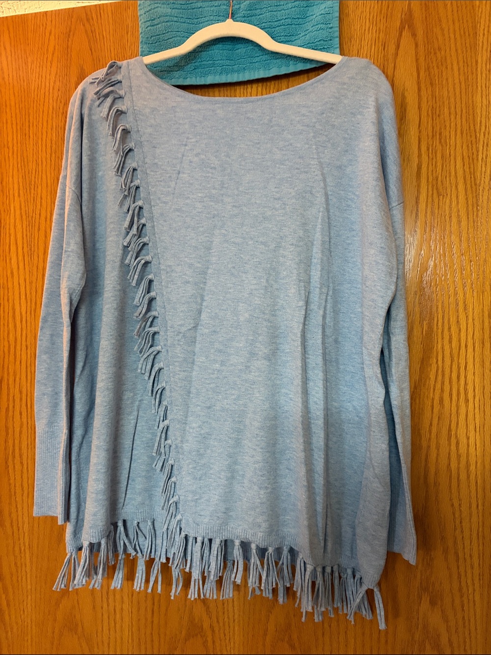 Lilly Pulitzer Light Blue Fringe Crewneck Sweater